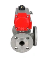 Кран шаровой DN.ru BV3232P(4pc)-FP-3WL-F Ду80 Ру16 полнопроходной трехходовой, фланцевый, корпус - нержавеющая сталь SS316, с пневмоприводом DN.ru PA-SA-140 с возвратными пружинами