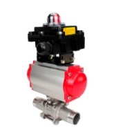 Кран шаровой DN.ru BV3232P(3pc)-FP-W-ISO-H LONG Ду80 Ру25 полнопроходной, корпус - нержавеющая сталь 316, уплотнение - PTFE, под приварку, с пневмоприводом DN.ru PA-SA-130, пневмораспределителем 4M310-08 AC220V и БКВ APL-410N EX