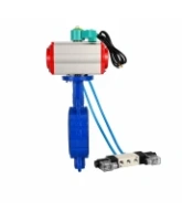 Затвор дисковый поворотный DN.ru WBV3432V-2W-Fb-H Ду80 Ру16, корпус - углеродистая сталь WCB, диск - нержавеющая сталь 316L, уплотнение - VITON, с пневмоприводом PA-SA-105, пневмораспределителем 4V320-08 AC220V и магнитным переключателем ALS200D