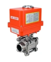 Кран шаровой DN.ru BV3232P(3pc)-FP-W-ISO-H WDVF Ду15 Ру63 полнопроходной, трехсоставной, корпус - нержавеющая сталь 316, уплотнение - PTFE, под приварку, с 1/4-оборотным электроприводом DN.ru QT-N-003EM-O1-220VAC-У1 MINI