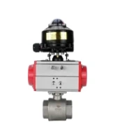 Кран шаровой DN.ru 3/4″ Ду20 Ру63 полнопроходной двухходовой, нержавеющая сталь SS316, внутренняя резьба, уплотнение - PTFE, с пневмоприводом DN.ru PA-DA-52 и БКВ APL-510N-EX (BV3232P(2pc)-FP-T-ISO-H)