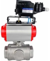 Кран шаровой DN.ru BV3232P(4pc)-SP-3WL-T-ISO-H Ду15 Ру63 стандартнопроходной, внутренняя резьба, нержавеющая сталь SS316, L-типа, c пн.приводом DN.ru PA-DA-052 двойного действия и электропневматическим позиционером DN.ru YT-1000RSN с обратной связью
