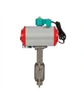 Затвор дисковый поворотный DN.ru WBV3232V-2W-Fb-H Ду80 Ру16, корпус - нержавеющая сталь 316L, диск - нержавеющая сталь 316L, уплотнение - VITON, с пневмоприводом PA-SA-105, пневмораспределителем 4M310-08 AC220V и магнитным переключателем ALS200D