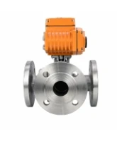 Кран шаровой DN.ru BV3232P(2pc)-FP-3WL-F-ISO-H Ду20 Ру16 HYMT, трехходовой L-тип, полнопроходной, фланцевый, корпус - нержавеющая сталь SS316, с электроприводом QT-N-005EM-O1-220VAC-У1
