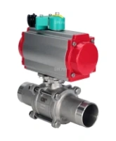 Кран шаровой DN.ru BV3232P(3pc)-FP-W-ISO-H LONG Ду80 Ру25 полнопроходной, корпус - нержавеющая сталь 316, уплотнение - PTFE, под приварку, с пневмоприводом PA-DA-083 и магнитным переключателем ALS200D