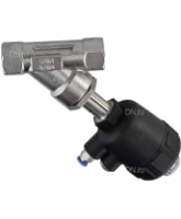 Клапан отсечной пневматический DN.ru VSP3241P-T-1PNC 3/4″ Ду20 Ру25, корпус - нержавеющая сталь SS316, резьбовой, Y-образный, корпус привода - пластик