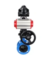 Затвор дисковый поворотный DN.ru WBV1313E-2W-F-H Ду100 Ру16 фланцевый, корпус - чугун GGG40, диск - чугун GGG40, EPDM, с пневмоприводом DN.ru PA-DA-105, пневмораспределителем 4M310-08 AC220V, БКВ APL-510N EX и ручным дублером MON1-250-T26-ISO