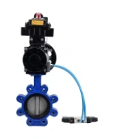 Затвор дисковый поворотный DN.ru WBV1631N-2W-Fb-H Ду150 Ру16 LUG корпус - чугун QT450, диск - нержавеющая сталь 304, уплотнение - NBR, с пневмоприводом PA-DA-105-1, пневмораспределителем 4V320-08 AC220V, БКВ APL-410N EX и БПВ AFC2000