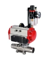 Кран шаровой DN.ru BV3232P(3pc)-FP-W-ISO-H LONG Ду80 Ру25 полнопроходной, корпус - нержавеющая сталь 316, уплотнение - PTFE, под приварку, с пневмоприводом DN.ru PA-SA-130, пневмораспределителем 4M310-08 AC220V и БПВ AFC2000