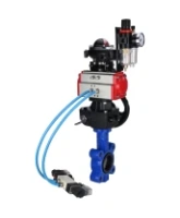 Затвор дисковый поворотный DN.ru WBV1631N-2W-Fb-H Ду150 Ру16 LUG чугун QT450, диск - нержавеющая сталь 304, NBR, с пневмоприводом PA-DA-105, пневмораспределителем 4V320-10 AC220V, БКВ APL-210N, редуктором MON3-700-T38-ISO и БПВ AFC2000