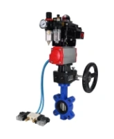 Затвор дисковый поворотный DN.ru WBV1631N-2W-Fb-H Ду150 Ру16 LUG корпус - чугун QT450, диск - нержавеющая сталь 304, NBR, с пневмоприводом DN.ru PA-DA-105, пневмораспределителем 4V320-08 AC220V, БКВ APL-410N EX, редуктором MON3-700-T38-ISO и БПВ AFC2000