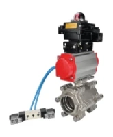 Кран шаровой DN.ru BV3232P(3pc)-FP-SW-ISO-H Ду65 Ру63 полнопроходной, корпус - нержавеющая сталь SS316, под приварку, с пневмоприводом PA-SA-130, пневмораспределителем 4V320-08 AC220V, БКВ APL-410N EX