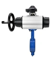 Затвор дисковый поворотный DN.ru WBV1413E-2W-Fb-H Ду150 Ру16, корпус - чугун GGG50, диск - чугун GGG40, уплотнение - EPDM, с пневмоприводом DN.ru PA-DA-105-1 двойного действия, с БКВ APL-210N