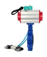 Затвор дисковый поворотный DN.ru WBV1631N-2W-Fb-H Ду150 Ру16 LUG корпус - чугун QT450, диск - нержавеющая сталь 304, уплотнение - NBR, с пневмоприводом PA-DA-105, пневмораспределителем 4V320-08 AC220V и магнитным переключателем ALS200D
