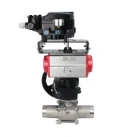 Кран шаровой DN.ru BV3232P(3pc)-FP-W-ISO-H LONG Ду65 Ру25 полнопроход., корпус - нерж.сталь 316, уплотнение - PTFE, под приварку, с пн.приводом DN.ru PA-DA-083, редуктором DN.ru MON2-450-T28-ISO и пневмопозиционером YT-1000RSN без обратной связи