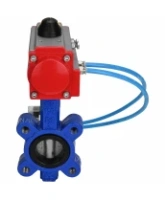 Затвор дисковый поворотный DN.ru WBV1631N-2W-Fb-H Ду150 Ру16 LUG корпус - чугун QT450, диск - нержавеющая сталь 304, уплотнение - NBR, с пневмоприводом DN.ru PA-SA-160 и пневмораспределителем 4V320-08 AC220V