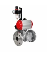 Кран шаровой DN.ru BV3232P(2pc)-FP-3WL-F-ISO-H Ду20 Ру16 HYMT, трехходовой L-тип, полнопроходной, фланцевый, корпус - нержавеющая сталь SS316, с пневмоприводом PA-DA-052, пневмораспределителем 4M310-08 24В NAMUR и БПВ AFC2000