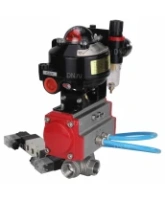 Кран шаровой DN.ru BV3232P(4pc)-SP-3WL-T-ISO-H 4″ Ду100 Ру40 стандартнопроходной трехходовой L-тип, нержавеющая сталь SS316, внутренняя резьба, PTFE, с пн.приводом DN.ru PA-DA-083 пн.распределителем 4V320-08 AC220V БПВ AFC2000 БКВ APL-510N-EX