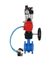 Затвор дисковый поворотный DN.ru WBV1313E-2W-F-H Ду100 Ру16 фланцевый, корпус - чугун GGG40, диск - чугун GGG40, EPDM, с пневмоприводом DN.ru PA-DA-105, пневмораспределителем DN.ru 4V320-08 AC220V, дублером DN.ru MON1-250-T26-ISO и БПВ DN.ru AFC2000