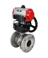 Кран шаровой DN.ru BV3232P(2pc)-FP-F-ISO-H Ду80 Ру16 полнопроходной двухходовой, нержавеющая сталь 316, фланцевый, уплотнение - PTFE, с пневмоприводом PA-DA-083, ручным дублером MON2-450-T28-ISO и пневмораспределителем 4M310-08 AC220V