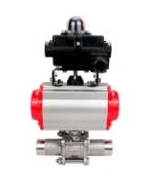 Кран шаровой DN.ru BV3232P(3pc)-FP-W-ISO-H LONG Ду80 Ру25 полнопроходной, корпус - нержавеющая сталь 316, уплотнение - PTFE, под приварку, с пневмоприводом DN.ru PA-SA-130, пневмораспределителем 4M310-08 AC220V и БКВ APL-410N EX
