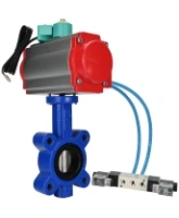 Затвор дисковый поворотный DN.ru WBV1631E-2W-Fb-H Ду65 Ру16 LUG межфланцевый, корпус - чугун QT450, диск - нержавеющая сталь AISI 304, EPDM, с пневмоприводом PA-SA-105, пневмораспределителем 4V320-08 AC220V и магнитным переключателем ALS200D
