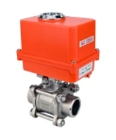 Кран шаровой DN.ru BV3232P(3pc)-FP-W-ISO-H WDVF Ду15 Ру63 полнопроходной, трехсоставной, корпус - нержавеющая сталь 316, уплотнение - PTFE, под приварку, с 1/4-оборотным электроприводом DN.ru QT-N-003EM-O1-220VAC-У1 MINI