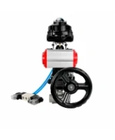 Кран шаровой DN.ru BV3232P(4pc)-SP-3WT-T-ISO-H WDVF Ду25 Ру63 стандартнопроходной, 3-ходовой Т-тип, внутренняя резьба, с пневмоприводом PA-DA-065, пневмораспределителем 4V320-08 AC220V, БКВ APL-510N EX и ручным дублером MON1-250-T26-ISO