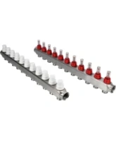 Коллекторная группа DN.ru GC1-31-11 1″ Ду25 Ру10 отводов — 11, в сборе с расходомерами и терморегулирующими клапанами, без переходников, корпус - нержавеющая сталь AISI 304