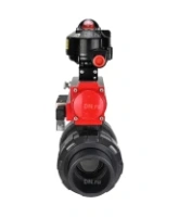 Кран шаровой DN.ru BV4242E-FP-GRM-ISO Дн50 Ру10 полнопроходной, корпус - НПВХ, шар - НПВХ, уплотнение - EPDM, с пневмоприводом PA-SA-065, пневмораспределителем 4M310-08 AC220V и БКВ APL-510N EX