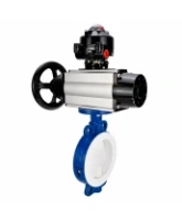 Затвор дисковый поворотный DN.ru WBV3434Pf-2W-Fb-R Ду200 Ру16, корпус - углеродистая сталь WCB, диск - углеродистая сталь WCB, футерованный PTFE, уплотнение - PTFE, с пневмоприводом PA-DA-105-1 и БКВ APL-510N EX