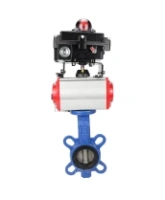 Затвор дисковый поворотный DN.ru WBV1413E-2W-Fb-H Ду40 Ру16, корпус - чугун GGG50, диск - чугун GGG40, уплотнение - EPDM, с пневмоприводом DN.ru PA-DA-052 двойного действия, пневмораспределителем 4M310-08 AC220V, БКВ APL-410N EX