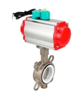 Затвор дисковый поворотный DN.ru WBV3131P-2W-Fb-H Ду100 Ру16 корпус - нержавеющая сталь 304, диск - нержавеющая сталь 304, уплотнение - PTFE, с пневмоприводом PA-DA-083 и магнитным переключателем ALS200D