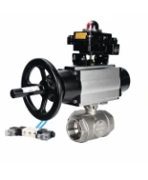 Кран шаровой DN.ru BV3232P(4pc)-SP-3WL-T-ISO-H WDVF Ду65 Ру40 стандартнопроходной, 3-ходовой L-тип, внутренняя резьба, нержавеющая сталь AISI 316, PTFE, с пневмоприводом PA-DA-105-1, пневмораспределителем 4V320-08 AC220V и БКВ APL-410N EX