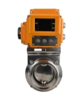 Затвор дисковый поворотный DN.ru WBV3131E-2W-T-H Ду50 Ру10 резьбовой, корпус - пищевая нержавеющая сталь 304, уплотнение - EPDM, с электроприводом QT-N-005EM-A1-220VAC-У1 c датчиком обратной связи и входным управляющим сигналом 4-20мА HARK