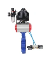 Затвор дисковый поворотный DN.ru WBV1631N-2W-Fb-H Ду150 Ру16 LUG корпус - чугун QT450, диск - нержавеющая сталь 304, уплотнение - NBR, с пневмоприводом DN.ru PA-SA-160, пневмораспределителем 4V320-08 AC220V, БКВ APL-510N EX и БПВ AFC2000