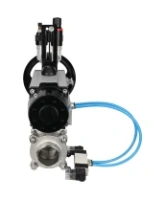 Кран шаровой DN.ru BV3232P(3pc)-FP-W-ISO-H Ду80 Ру25, полнопроходной, трехсоставной, нержавеющая сталь 316, уплотнение - PTFE, под приварку, с пневмоприводом PA-DA-105-1, пневмораспределителем 4V320-08 AC220V, БПВ AFC2000