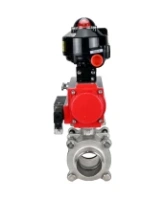 Кран шаровой DN.ru BV3232P(3pc)-FP-W-ISO-H WDVF Ду40 Ру40 полнопроходной, трехсоставной, корпус - нержавеющая сталь 316, уплотнение - PTFE, под приварку, с пневмоприводом PA-SA-105, пневмораспределителем 4M310-08 DC24V, БКВ APL-510N EX
