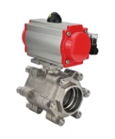Кран шаровой DN.ru BV3232P(3pc)-FP-SW-ISO-H Ду65 Ру63 полнопроходной, корпус - нержавеющая сталь SS316, под приварку, с пневмоприводом PA-SA-130, пневмораспределителем 4M310-08 AC220V