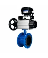 Затвор дисковый поворотный DN.ru WBV1331E-2W-F-H Ду50 Ру16 фланцевый, корпус - чугун GGG40, диск - нержавеющая сталь 304, уплотнение - EPDM, с пневмоприводом DN.ru PA-DA-105-1 и позиционером YT-1000RSN без обратной связи