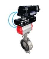 Затвор дисковый поворотный DN.ru WBV3131N-2W-Fb-H Ду150 Ру16, корпус - нержавеющая сталь 304, диск - нержавеющая сталь 304, уплотнение - NBR, с пневмоприводом DN.ru PA-DA-105 и позиционером DN.ru YT-1000RSN без обратной связи