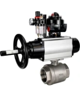 Кран шаровой DN.ru BV3232P(2pc)-FP-T-ISO-H Ду100 Ру40 полнопроходной двухходовой, нержавеющая сталь SS316, внутренняя резьба, PTFE, с пневмоприводом PA-DA-105-1, с пневмораспределителем 4M310-08 AC220V, с БКВ APL-510N EX, с БПВ AFC2000