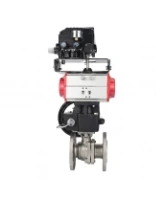 Кран шаровой DN.ru BV3232P(2pc)-FP-F-ISO-H Ду80 Ру16 полнопроходной, фланцевый, с пневмоприводом PA-DA-083, ручным дублером MON2-450-T28-ISO и электропневматическим поворотным позиционером YT-1000RSN без обратной связи