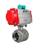 Кран шаровой DN.ru BV3232P(2pc)-FP-T-ISO-H Ду100 Ру40 полнопроходной, внутренняя резьба, нержавеющая сталь 316, уплотнение - PTFE, с пневмоприводом PA-DA-083 и магнитным переключателем ALS200D