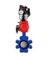 Затвор дисковый поворотный DN.ru WBV1631N-2W-Fb-H Ду150 Ру16 LUG корпус - чугун QT450, диск - нержавеющая сталь 304, уплотнение - NBR, с пневмоприводом DN.ru PA-SA-160, пневмораспределителем 4M310-08 AC220V, БКВ APL-510N EX и БПВ AFC2000