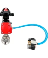 Кран шаровой DN.ru BV3232P(2pc)-FP-T-ISO-H Ду80 Ру40, полнопроходной внутреннняя резьба, нержавеющая сталь SS316, уплотнение - PTFE, с пневмоприводом PA-SA-130 с возвратными пружинами, с пневмораспределителем 4V320-08 AC220V, с БКВ APL-210N
