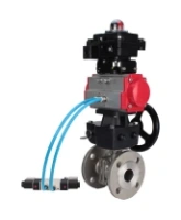 Кран шаровой DN.ru BV3232P(2pc)-FP-F-ISO-H Ду80 Ру16, фланцевый, полнопроходной, нержавеющая сталь SS316, уплотнение - PTFE, с пневмоприводом PA-DA-083, пневмораспределителем 4V320-10 AC220V, БКВ APL-410N Ex, ручным дублером MON2-450-T28-ISO