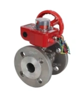 Кран шаровой DN.ru BV3232P(2pc)-FP-F-ISO-H Ду250 Ру16 полнопроходной двухходовой, нержавеющая сталь, фланцевый, уплотнение - PTFE, с ISO-фланцем и редуктором DN.ru HGBF RQN4-1200Z с индикатором положения и датчиком обратной связи