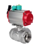 Кран шаровой DN.ru BV3232P(4pc)-SP-3WL-T-ISO-H Ду100 Ру40 стандартнопроходной L-тип, внутренняя резьба, корпус - нержавеющая сталь 316, уплотнение - PTFE, с пневмоприводом PA-DA-083 и магнитным переключателем ALS200D