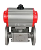 Кран шаровой DN.ru BV3232P(4pc)-FP-3WL-F Ду80 Ру16 полнопроходной трехходовой, фланцевый, корпус - нержавеющая сталь SS316, с пневмоприводом DN.ru PA-SA-140 с возвратными пружинами